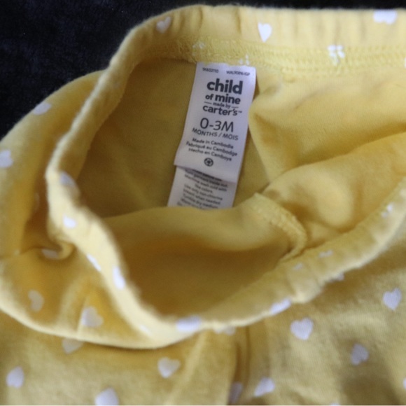 0-3M Girls Baby Pants Yellow with Hearts - Picture 3 of 3